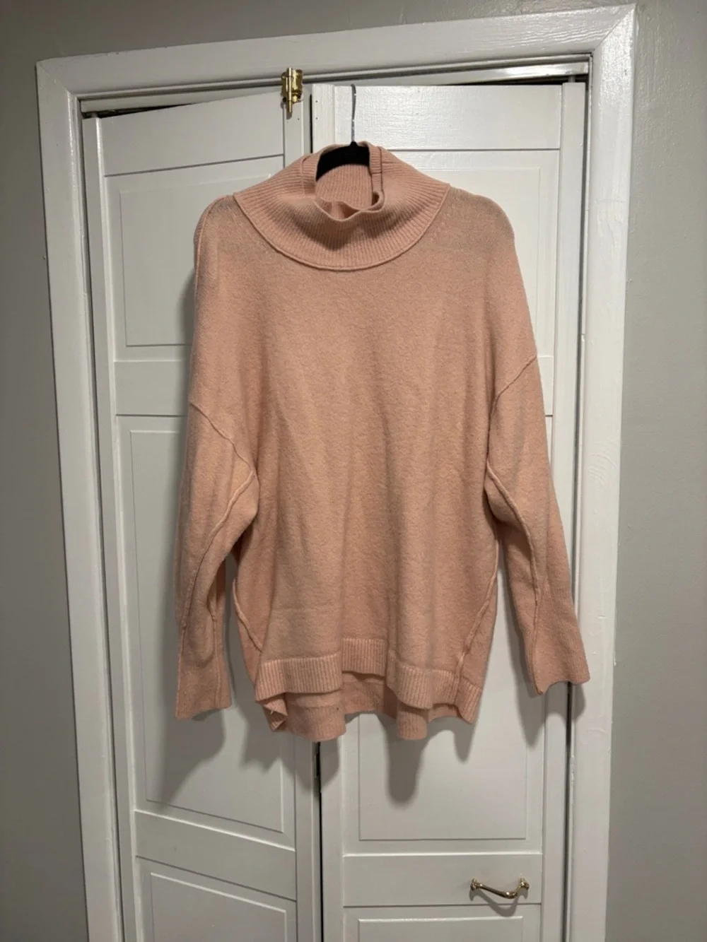 Free People Blush Pink Turtleneck Oversized Sweater